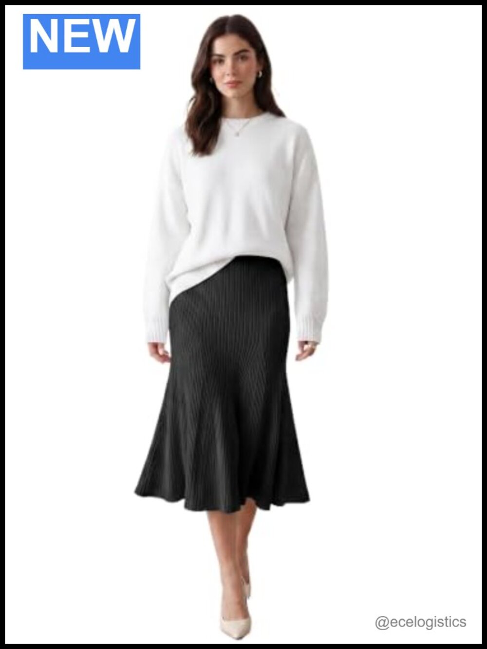 Women's Ribbed Knit Fishtail Maxi Skirt High Waist Bodycon Stretchy Sweater
